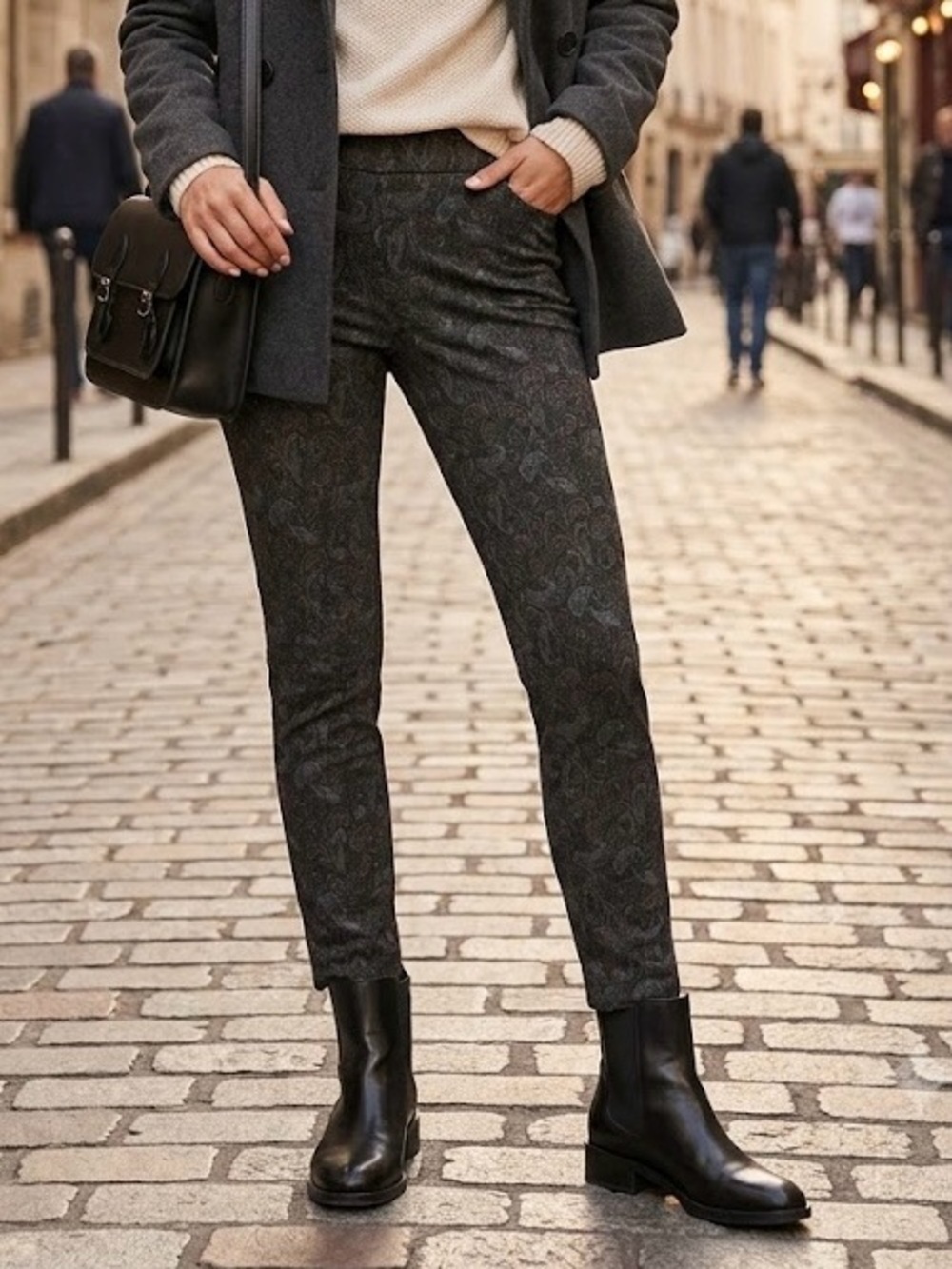 Lisette L Montreal Paisley Print Slim-Leg Pants Luxury Designer Classy Stretchy
